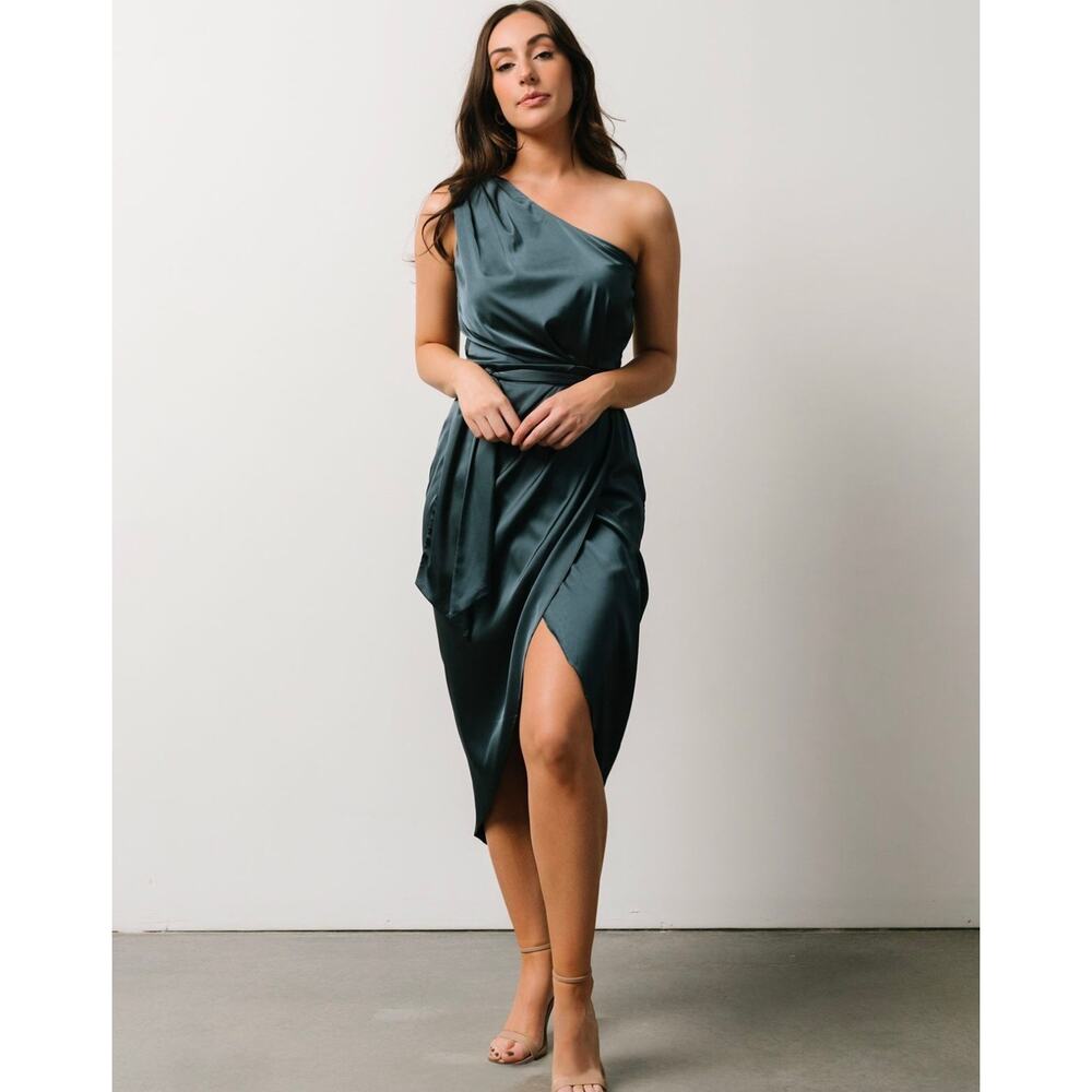 Baltic Born Teal One-Shoulder Midi Dress